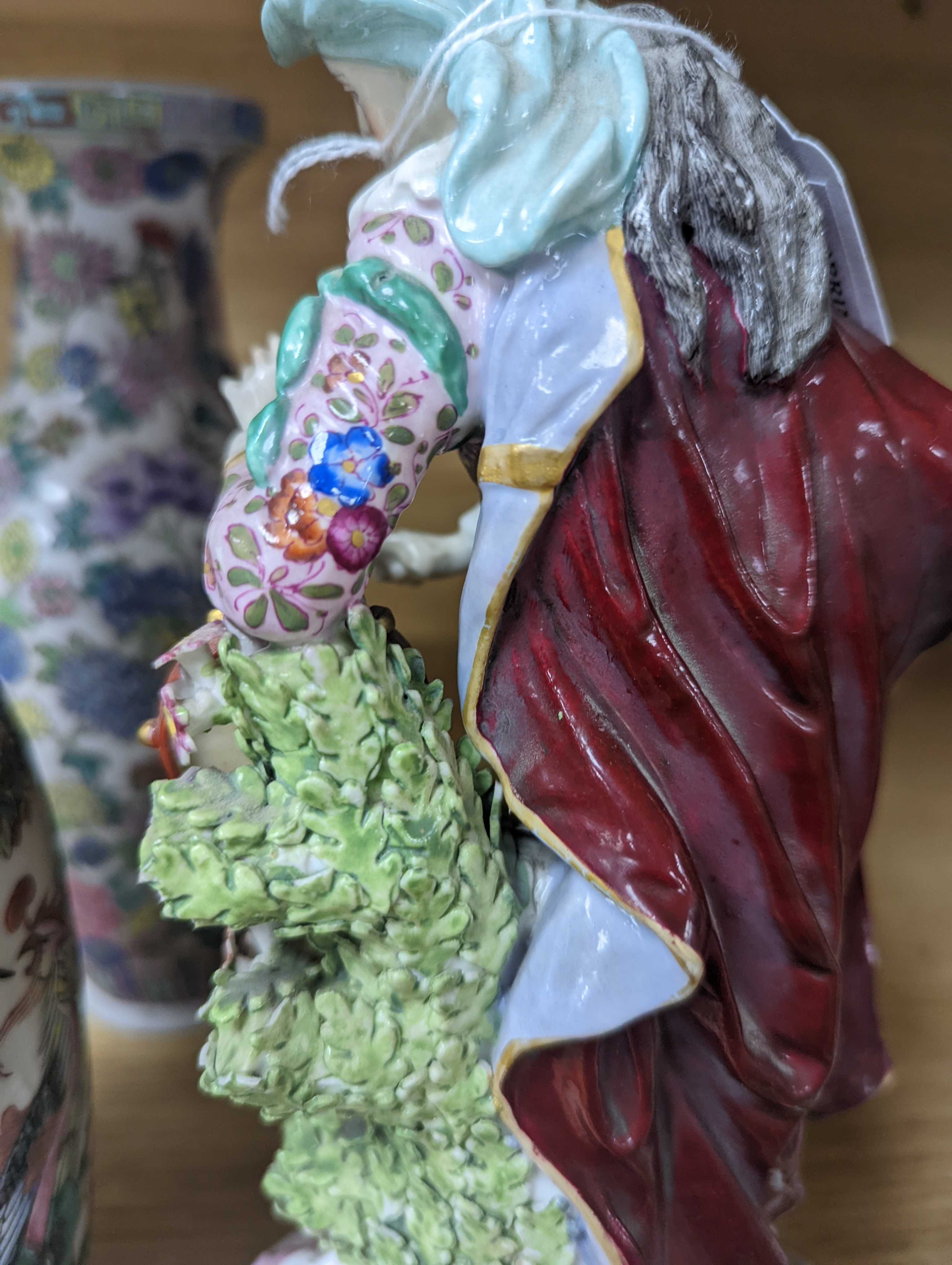 Two Continental porcelain figures, a lady and a gent 27cm